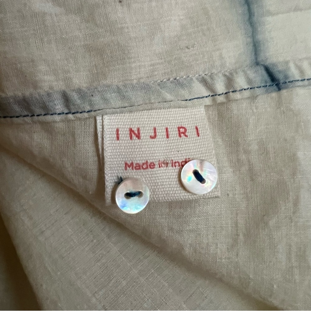 Injiri Natural Cotton Indigo Grid Print Blouse - Picture 5 of 6
